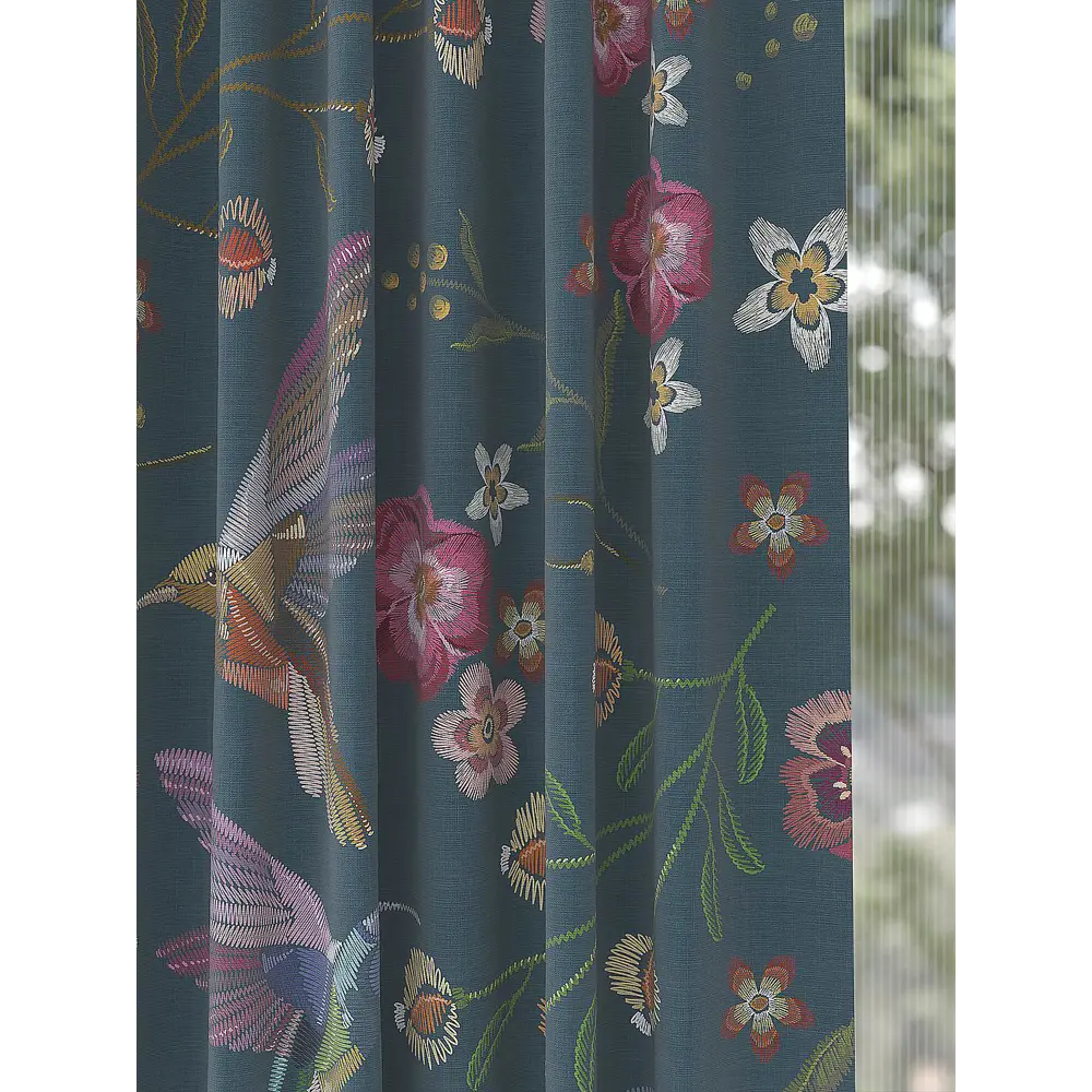 Фото 2 Комплект штор на шторной ленте AT Home Квенитес 150x270 см цвет темно-бирюзовый Фото 2 Комплект штор на шторной ленте AT Home Квенитес 150x270 см цвет темно-бирюзовый