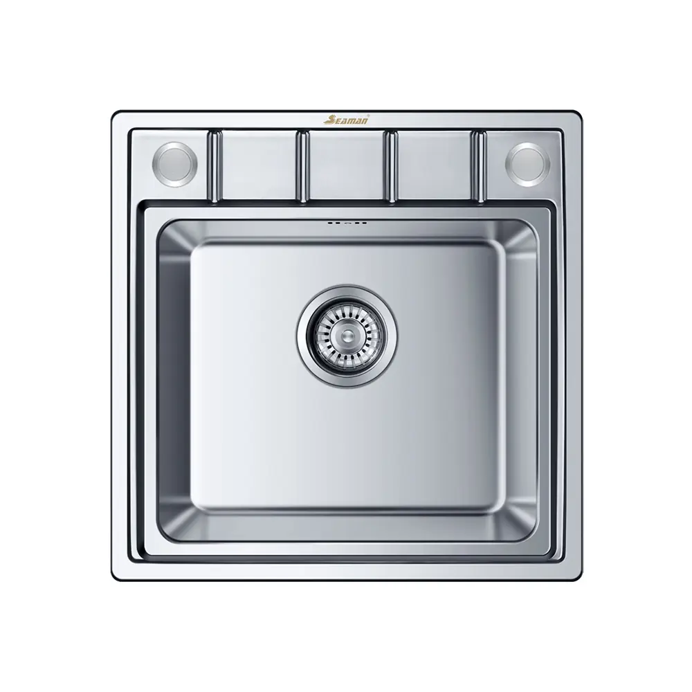 Фото Мойка для кухни Seaman Eco Roma SMR-5050A два отверстия с вентиль-автоматом цвет серебристый Фото Мойка для кухни Seaman Eco Roma SMR-5050A два отверстия с вентиль-автоматом цвет серебристый