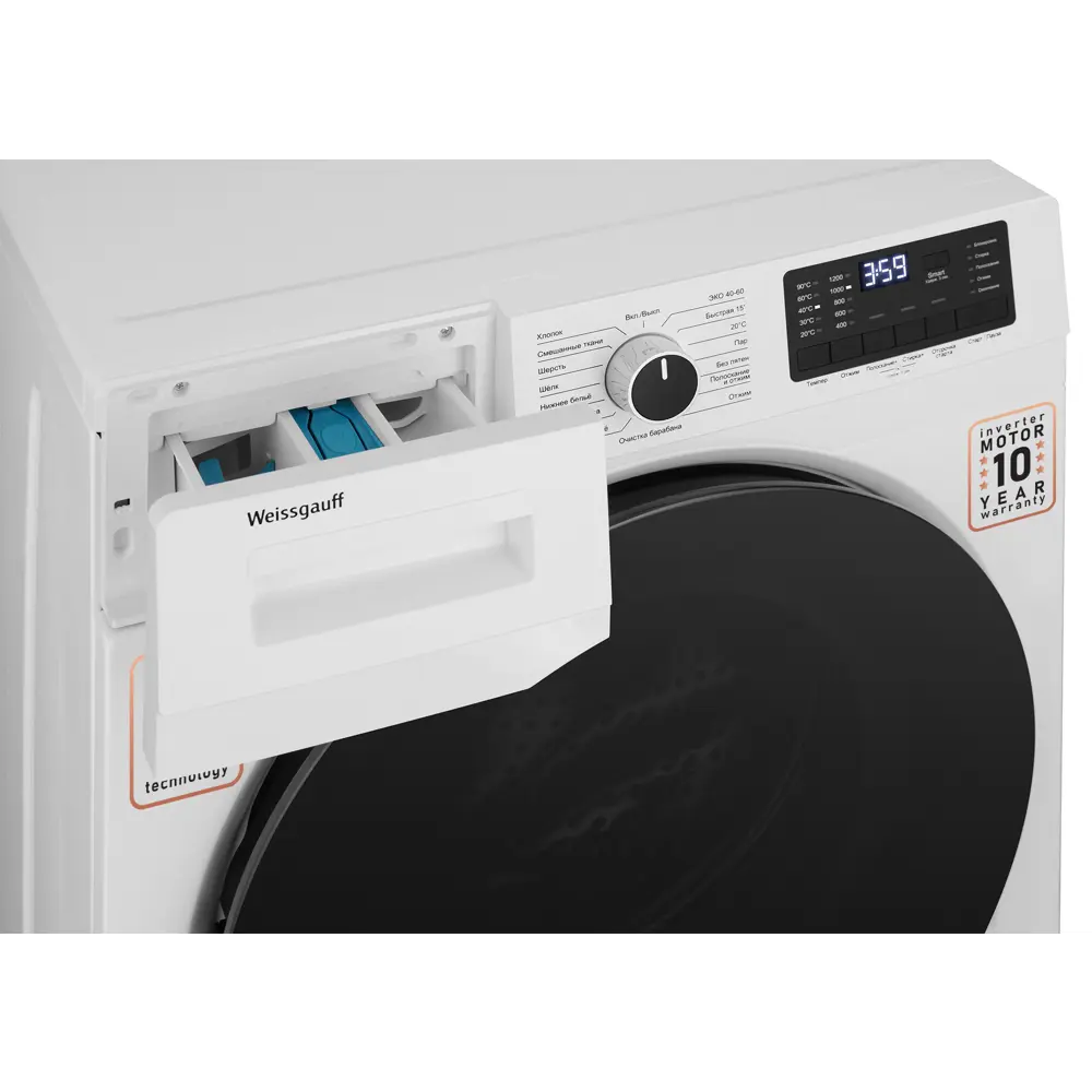 Фото 2 Стиральная машина Weissgauff Wm 61212 dc inverter steam 60x84x59см 12 кг цвет белый Фото 2 Стиральная машина Weissgauff Wm 61212 dc inverter steam 60x84x59см 12 кг цвет белый