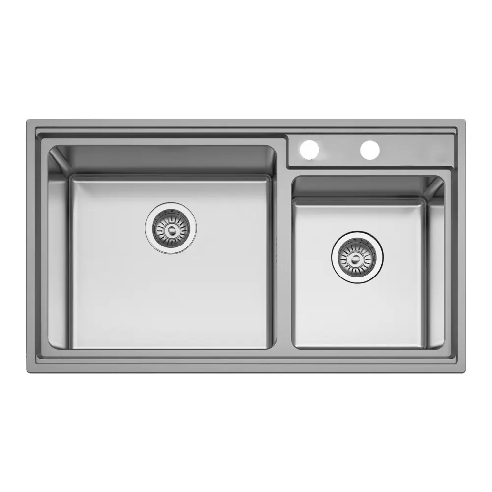 Фото Мойка для кухни Seaman Eco Roma SMR-8650B два отверстия с вентиль-автоматом цвет серебристый Фото Мойка для кухни Seaman Eco Roma SMR-8650B два отверстия с вентиль-автоматом цвет серебристый