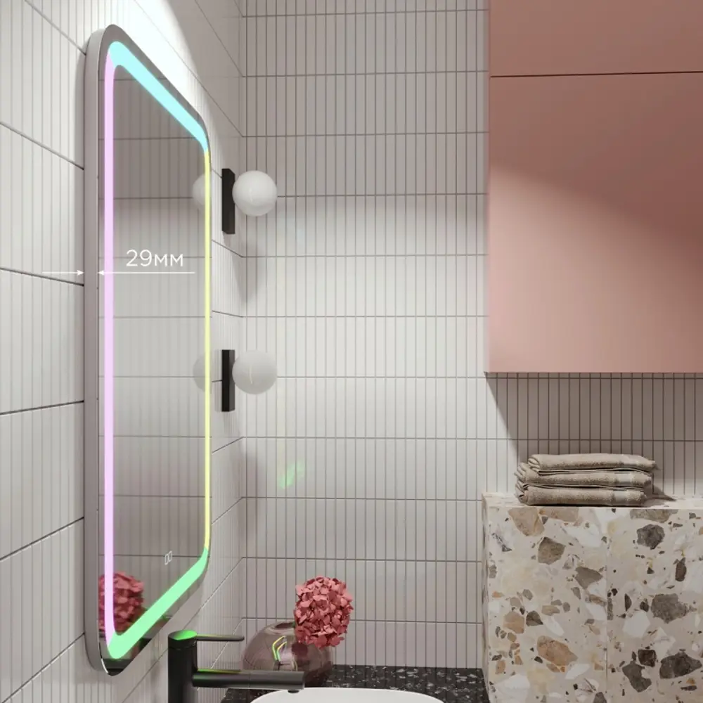 Фото 12 Зеркало с подсветкой Mixline Мальта RGB 55x80 сенсорный Фото 12 Зеркало с подсветкой Mixline Мальта RGB 55x80 сенсорный