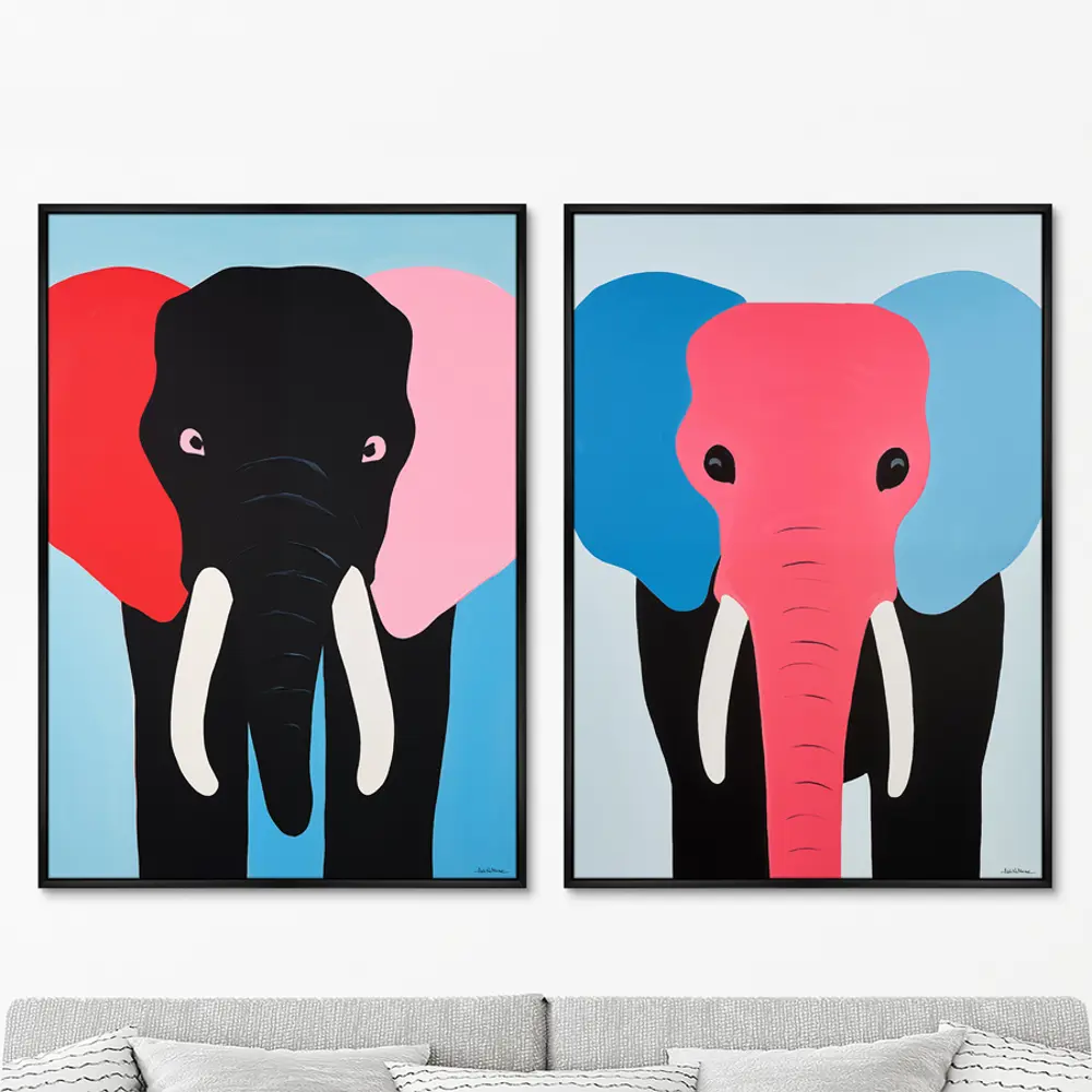 Фото Набор картин Artnomore The colorful elephants 2024г. AR-777001008 75x105 см 2 шт Фото Набор картин Artnomore The colorful elephants 2024г. AR-777001008 75x105 см 2 шт