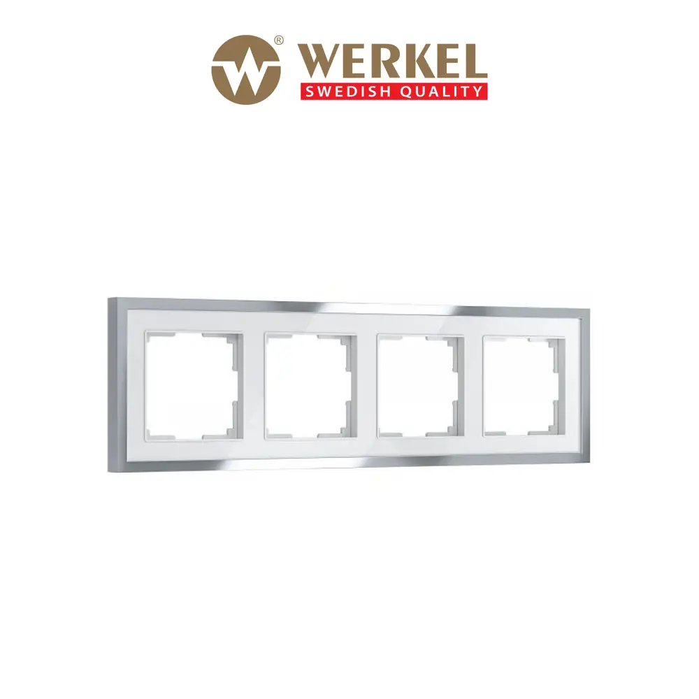 Фото Рамка для розеток и выключателей Werkel W0042850 Baguette 4 поста цвет белый/серебро Фото Рамка для розеток и выключателей Werkel W0042850 Baguette 4 поста цвет белый/серебро