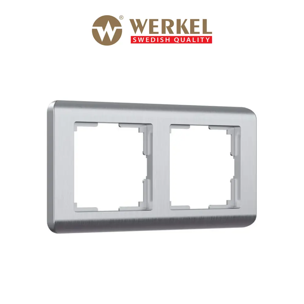 Фото Рамка для розеток и выключателей Werkel Stream 2 поста цвет серебряный Фото Рамка для розеток и выключателей Werkel Stream 2 поста цвет серебряный
