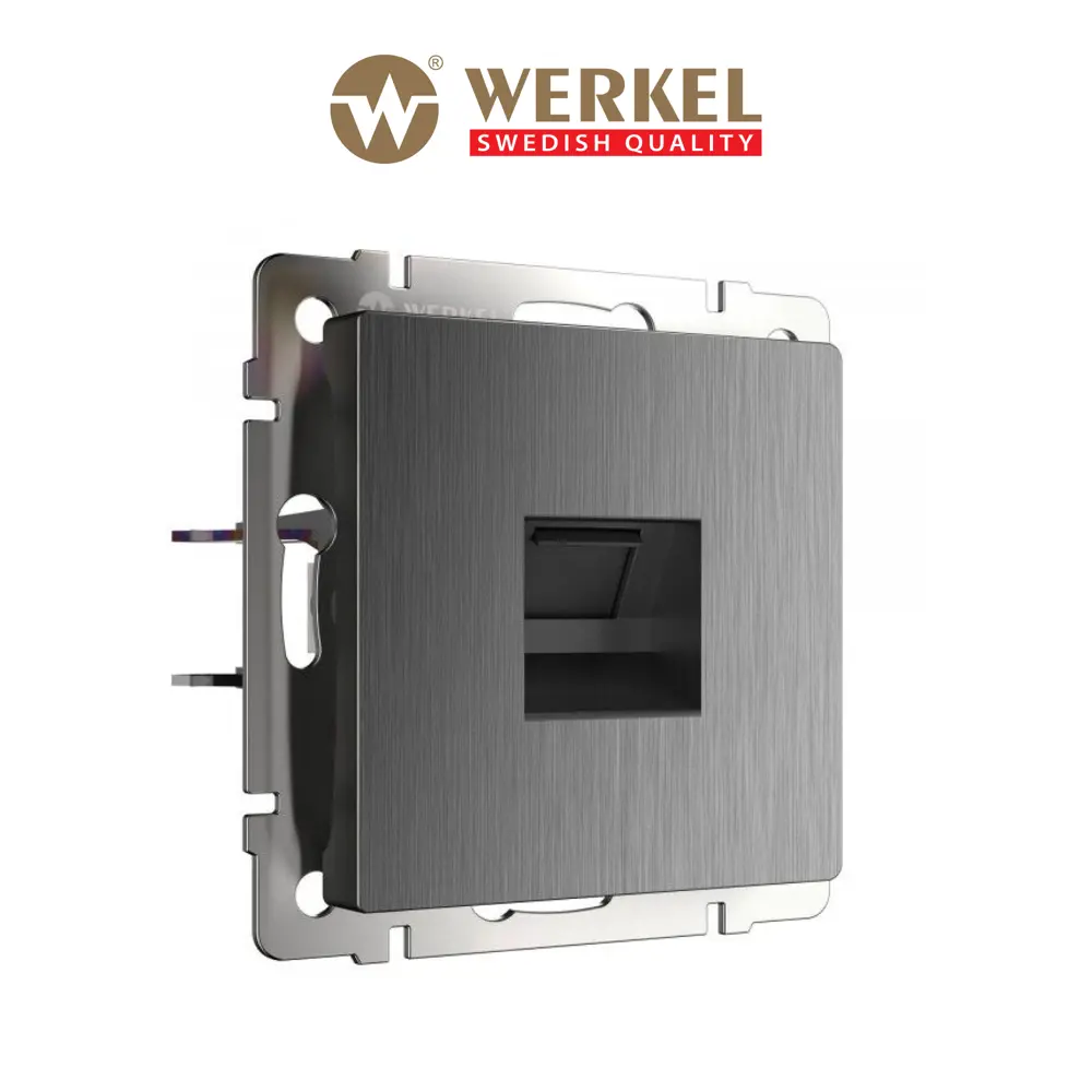 Фото Розетка RJ45 встраиваемая Werkel a050748 цвет графит Фото Розетка RJ45 встраиваемая Werkel a050748 цвет графит