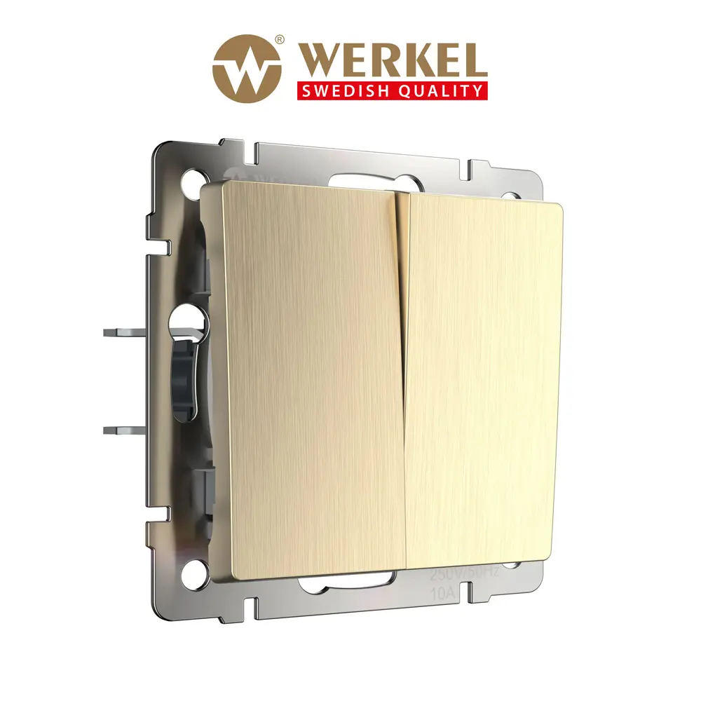 Фото 2 Выключатель Werkel двухклавишный (шампань рифленый) W1120010