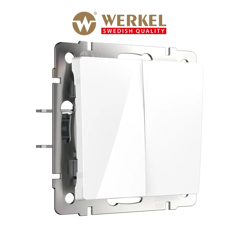 Фото 2 Выключатель Werkel двухклавишный (белый) W1120001 Фото 2 Выключатель Werkel двухклавишный (белый) W1120001