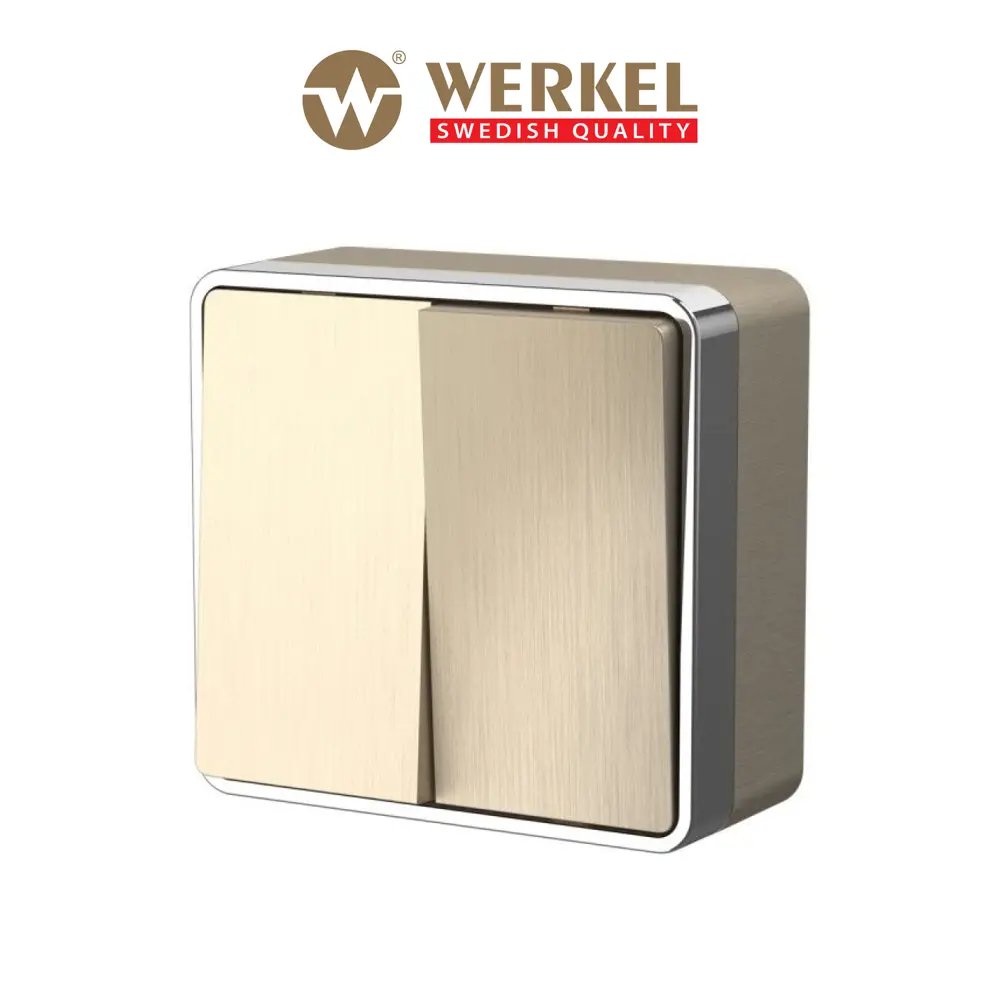 Фото Выключатель накладной Werkel Gallant a051044 2 клавиши цвет шампань Фото Выключатель накладной Werkel Gallant a051044 2 клавиши цвет шампань