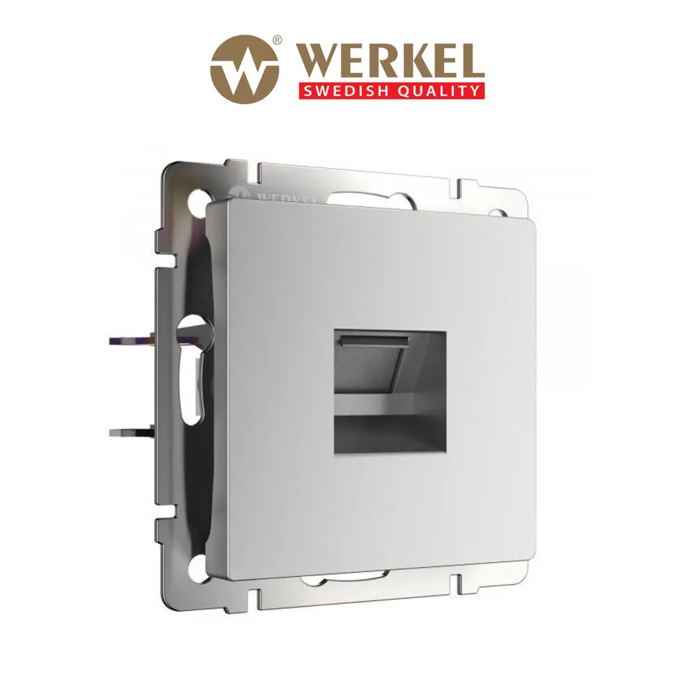 Фото Розетка RJ45 встраиваемая Werkel W1181065 со шторкой цвет серебряный матовый Фото Розетка RJ45 встраиваемая Werkel W1181065 со шторкой цвет серебряный матовый