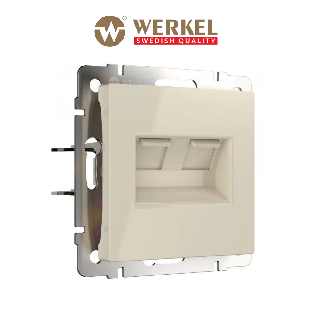 Фото Розетка двойная компьютерная встраиваемая Werkel a051489 RJ45 цвет слоновая кость Фото Розетка двойная компьютерная встраиваемая Werkel a051489 RJ45 цвет слоновая кость