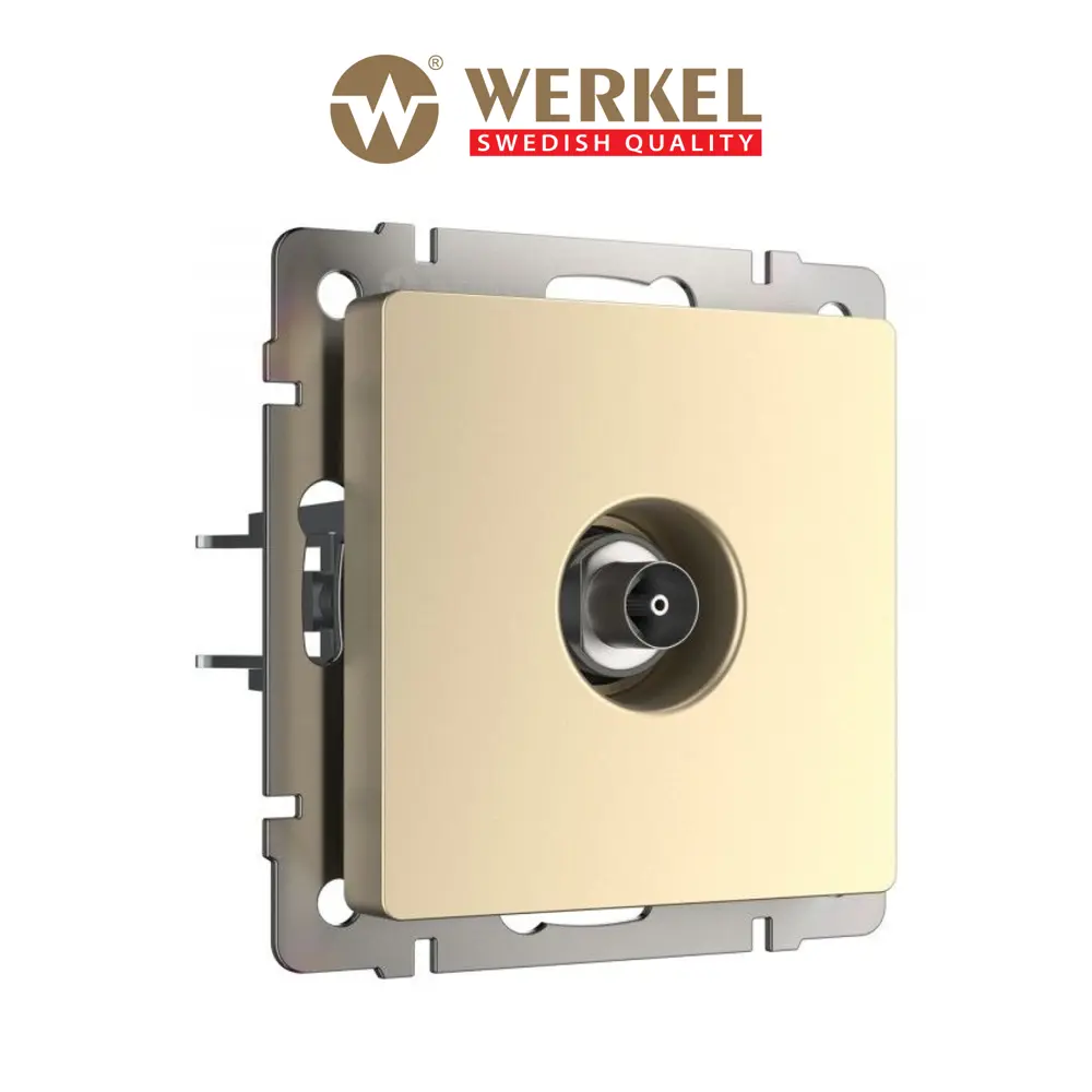Фото Розетка ТВ оконечная встраиваемая Werkel a050856 цвет шампань