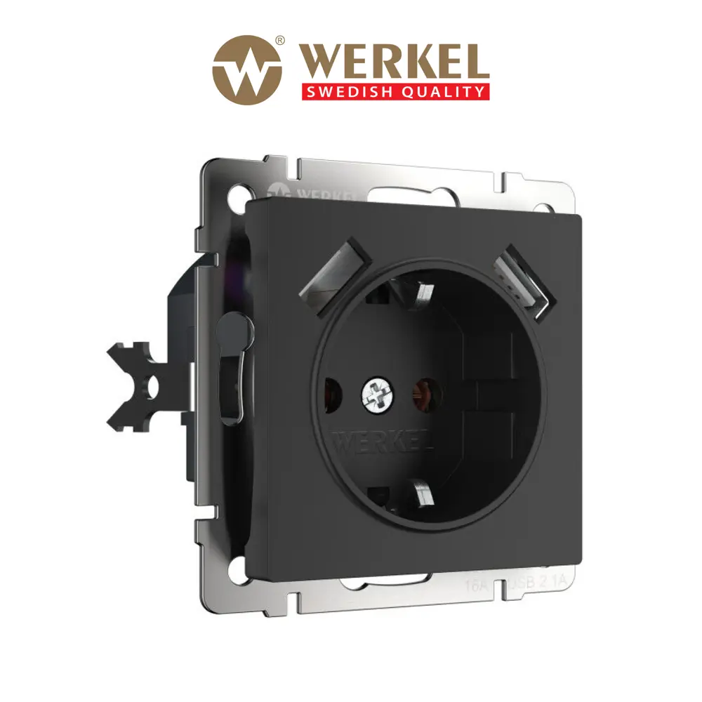 Фото Розетка встраиваемая Werkel W1171508 с заземлением и 2USB цвет черный матовый Фото Розетка встраиваемая Werkel W1171508 с заземлением и 2USB цвет черный матовый