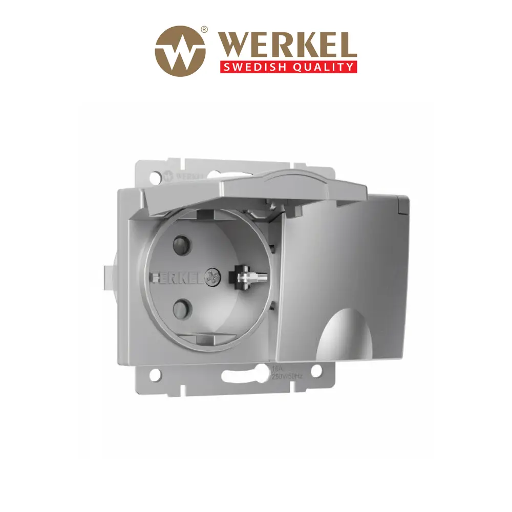 Фото Розетка двойная встраиваемая Werkel W1172206 с заземлением, цвет серебряный Фото Розетка двойная встраиваемая Werkel W1172206 с заземлением, цвет серебряный