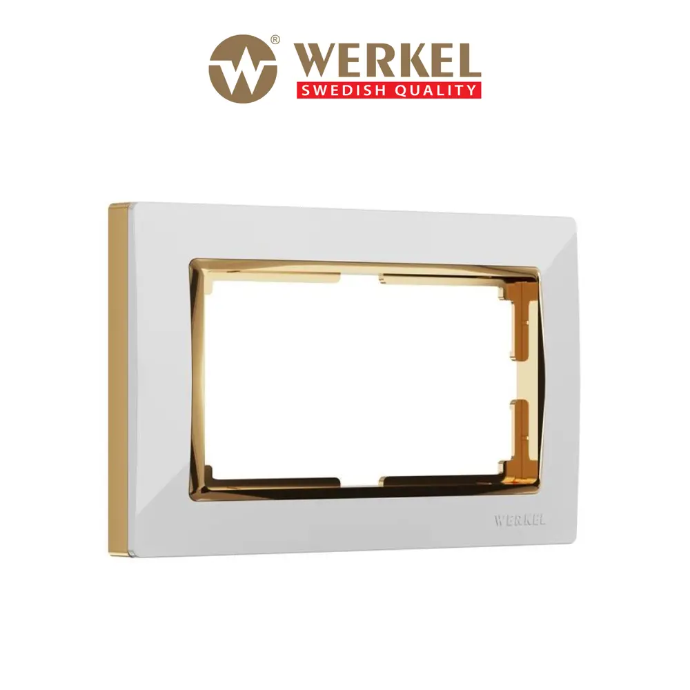 Фото Рамка для двойной розетки Werkel Snabb W0081933 цвет белый/золото Фото Рамка для двойной розетки Werkel Snabb W0081933 цвет белый/золото