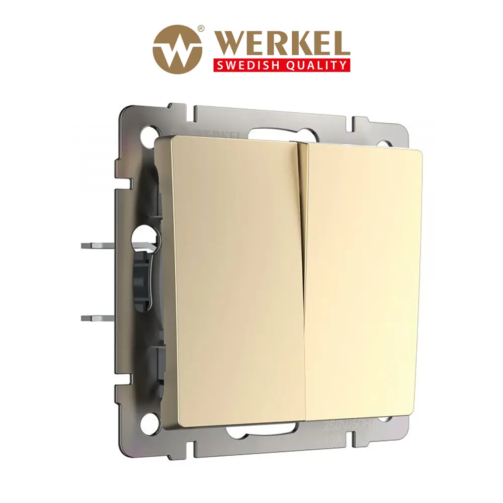 Фото 2 Выключатель накладной проходной Werkel W1122011 2 клавиши цвет шампань
