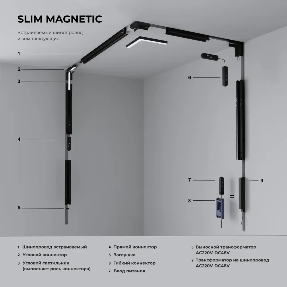 Фото 4 Коннектор угловой для встраиваемого шинопровода Elektrostandard 85092/11 Slim Magnetic цвет черный