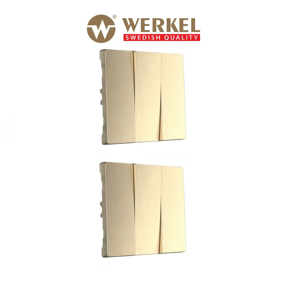 Фото Набор клавиш для выключателя трехклавишного Werkel W1139010 цвет шампань рифленый 2 шт. Фото Набор клавиш для выключателя трехклавишного Werkel W1139010 цвет шампань рифленый 2 шт.