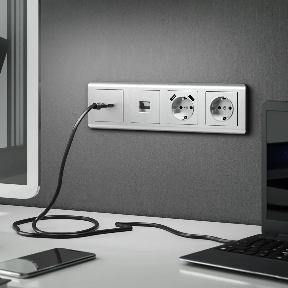 Фото 3 Накладка для розетки USB Werkel W1179509 цвет серебряный рифленый 3 шт. Фото 3 Накладка для розетки USB Werkel W1179509 цвет серебряный рифленый 3 шт.