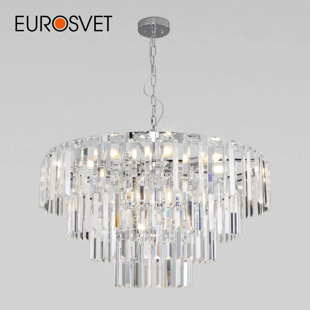 Фото Люстра подвесная хрустальная Eurosvet a060641 Elegante 10 ламп 18 м² цвет хром-прозрачный Фото Люстра подвесная хрустальная Eurosvet a060641 Elegante 10 ламп 18 м² цвет хром-прозрачный