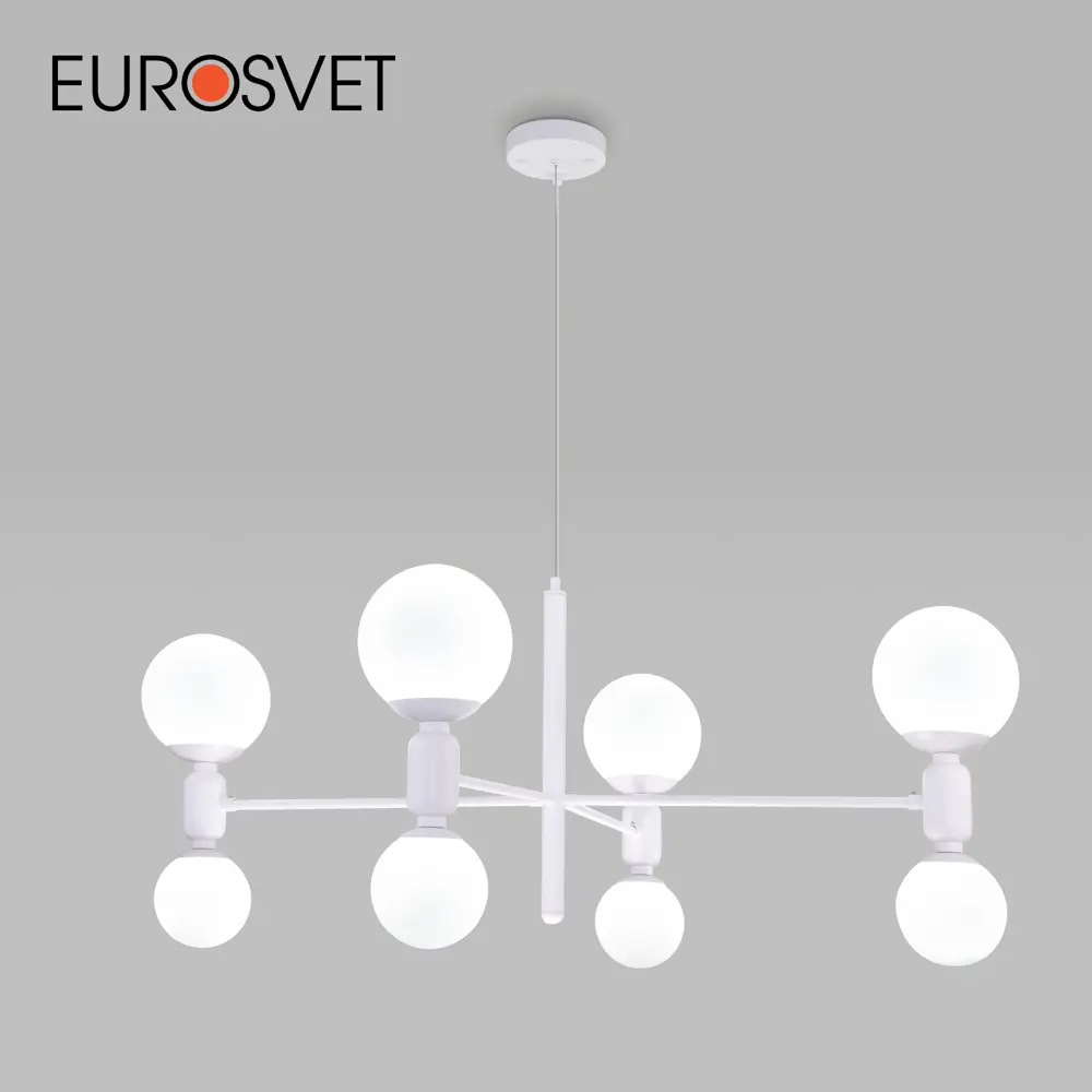 Фото Люстра подвесная Eurosvet Bubble 8 ламп 13 м² цвет белый Фото Люстра подвесная Eurosvet Bubble 8 ламп 13 м² цвет белый