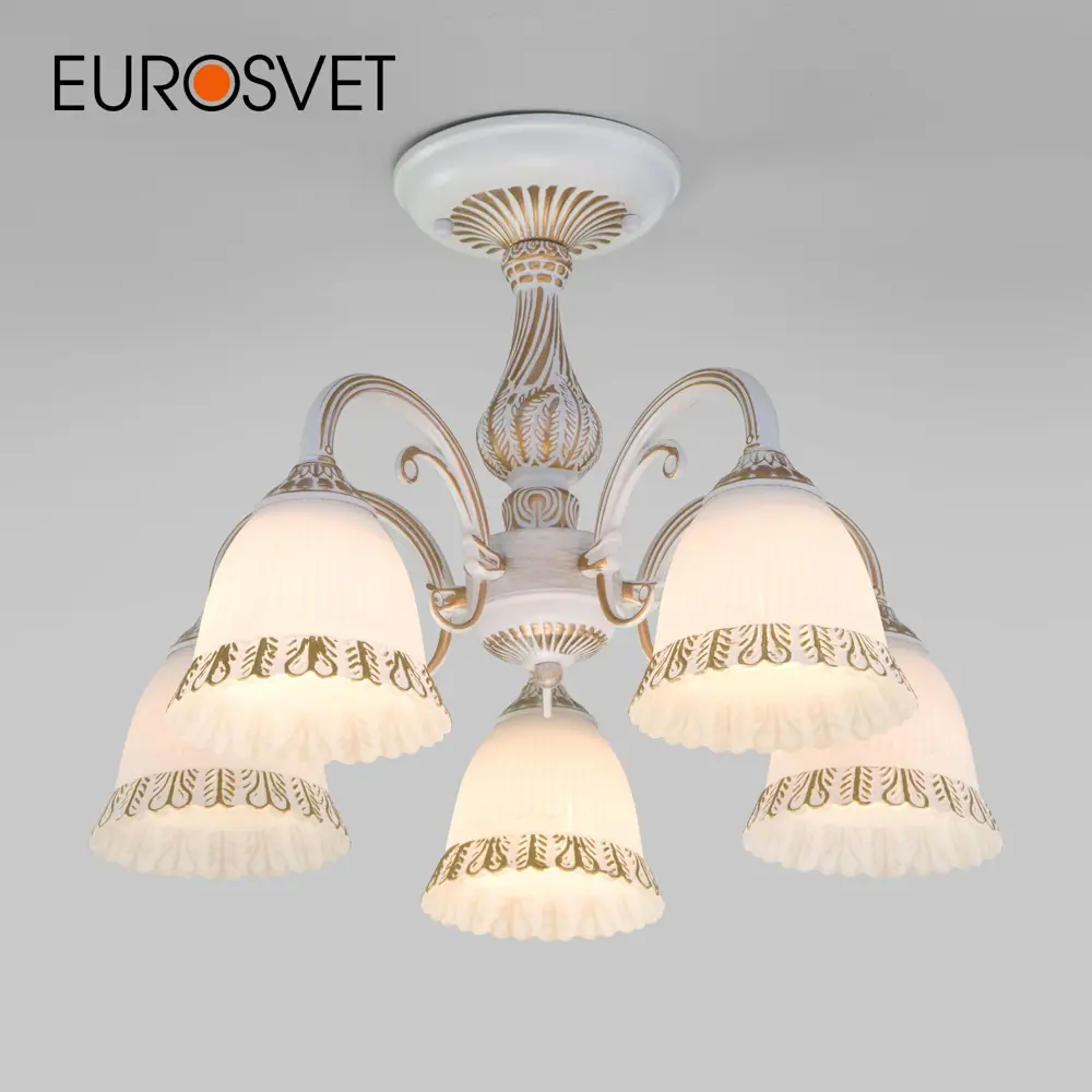 Фото Потолочная люстра EUROSVET 60107/5 белый с золотом