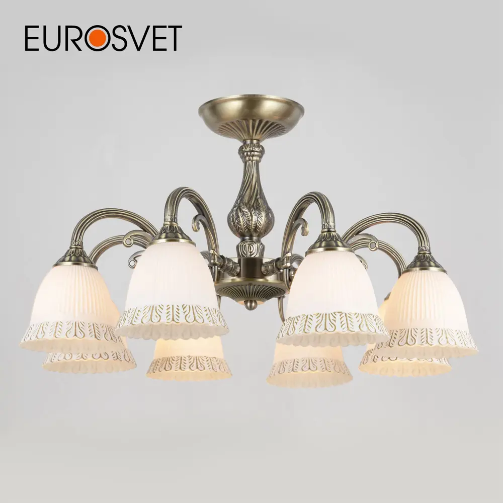 Фото Потолочная люстра EUROSVET 60107/8 античная бронза Фото Потолочная люстра EUROSVET 60107/8 античная бронза