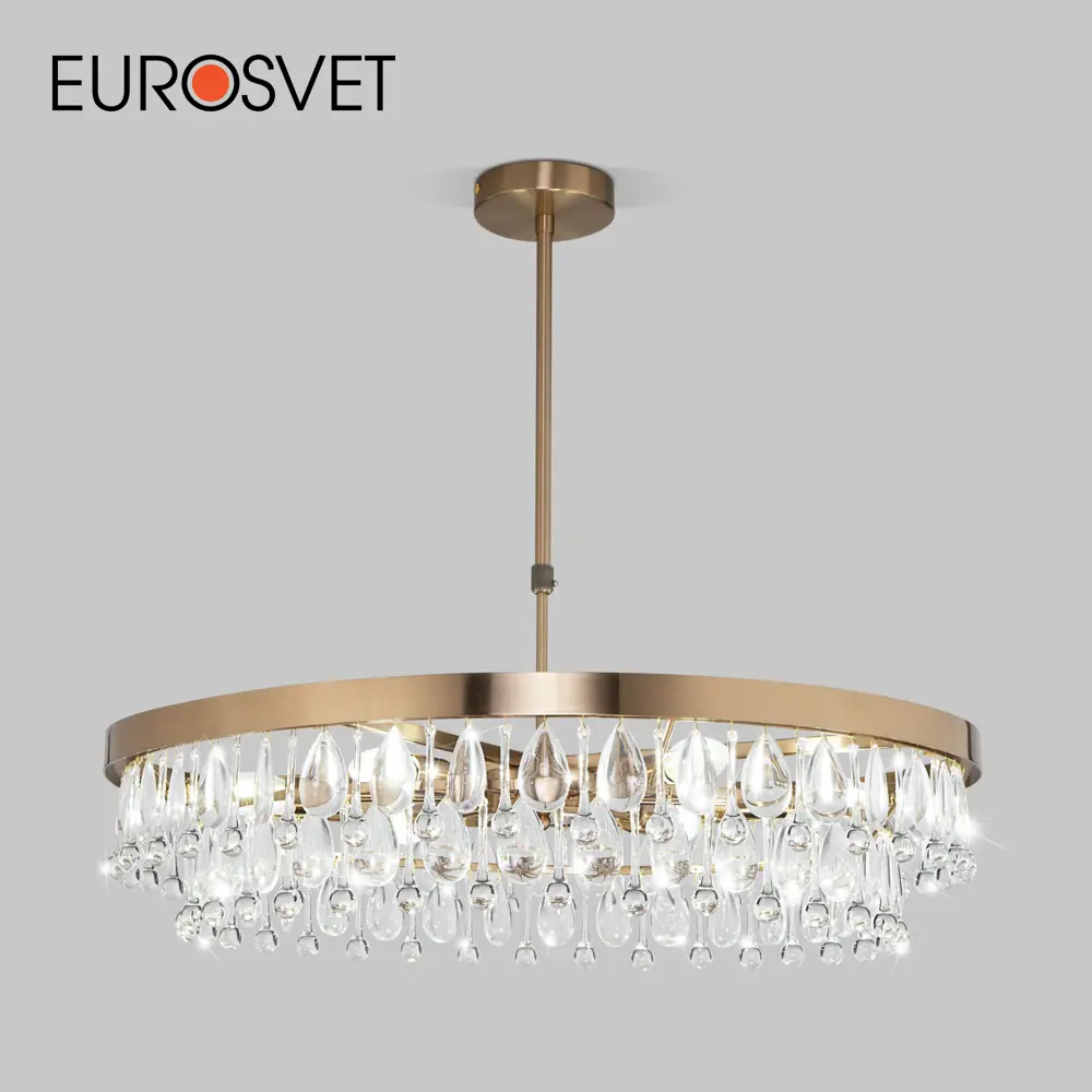 Фото Люстра на штанге Eurosvet 60165/6 A065754 6 ламп 11 м² цвет латунь/прозрачный Фото Люстра на штанге Eurosvet 60165/6 A065754 6 ламп 11 м² цвет латунь/прозрачный