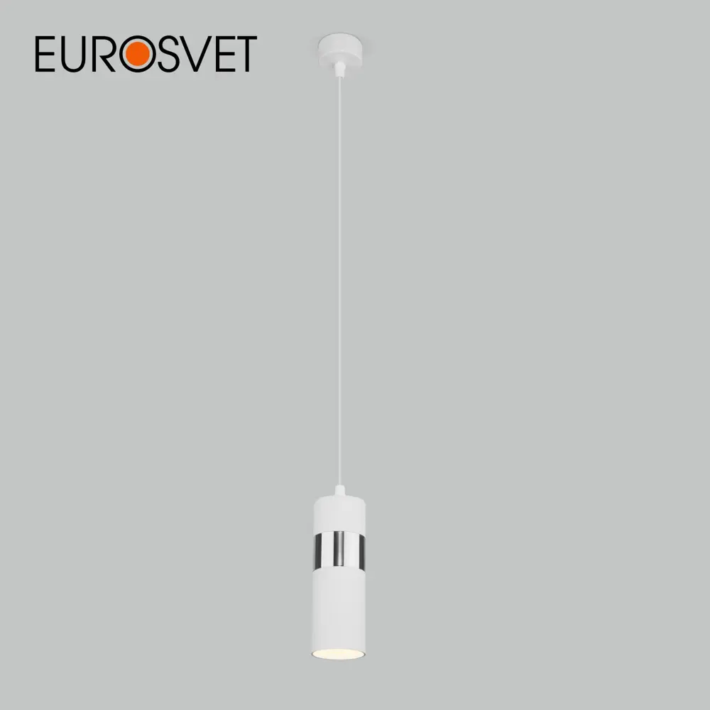 Фото Подвесной светильник EUROSVET 50096/1 белый/хром Фото Подвесной светильник EUROSVET 50096/1 белый/хром