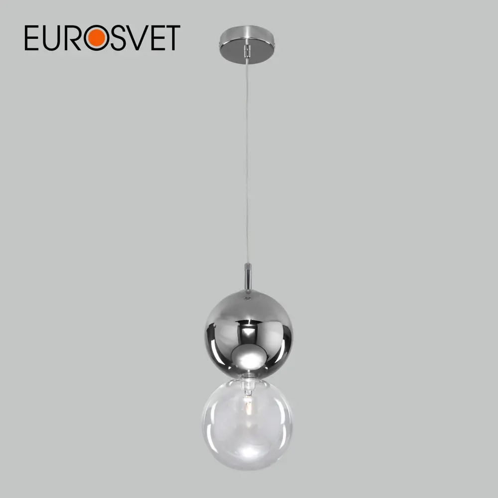 Фото Подвесной светильник со стеклянным плафоном EUROSVET 50091/1 хром/дымчатый Фото Подвесной светильник со стеклянным плафоном EUROSVET 50091/1 хром/дымчатый