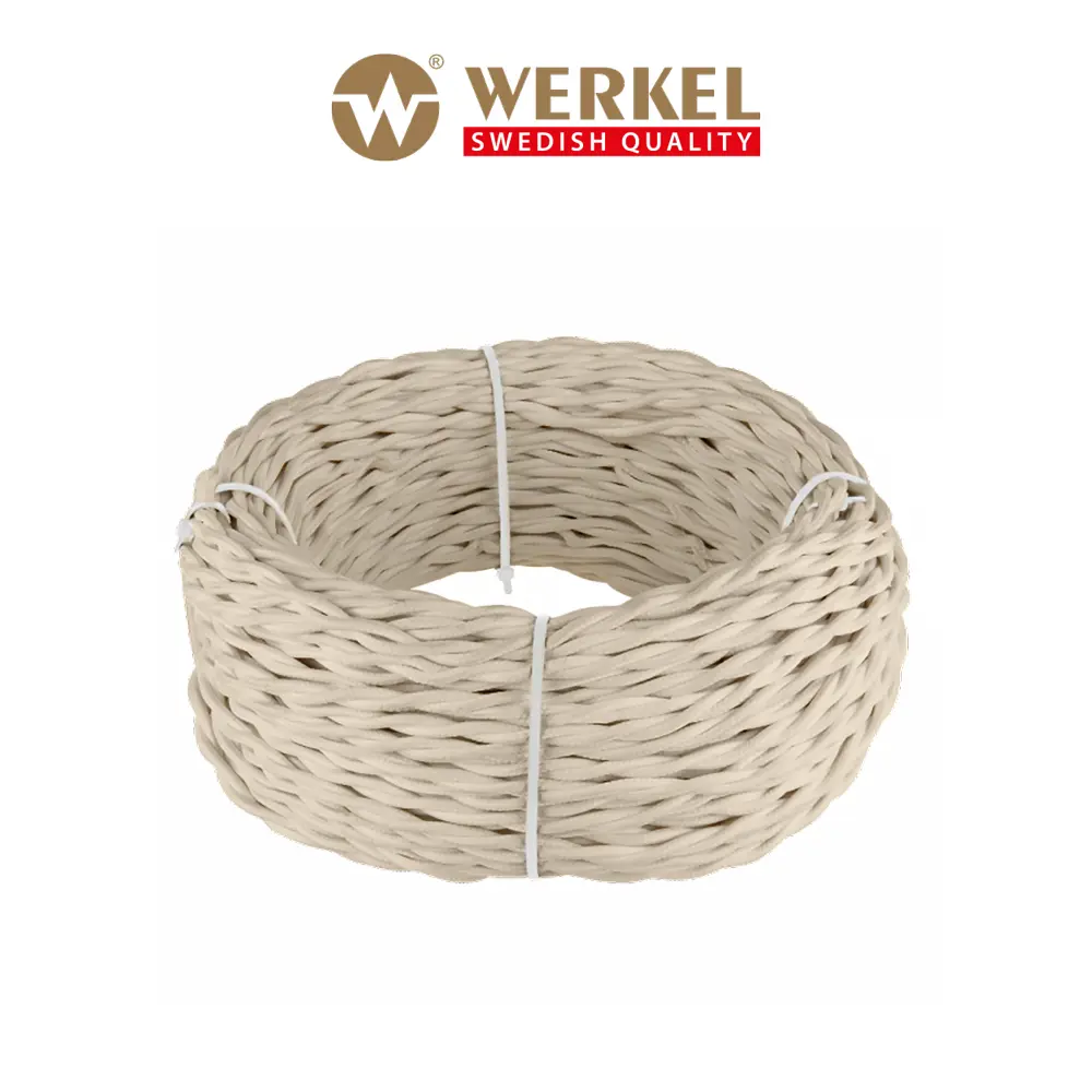 Фото Ретро кабель Werkel W6453546 витой 3x1.5 цвет песочный 50 м Фото Ретро кабель Werkel W6453546 витой 3x1.5 цвет песочный 50 м
