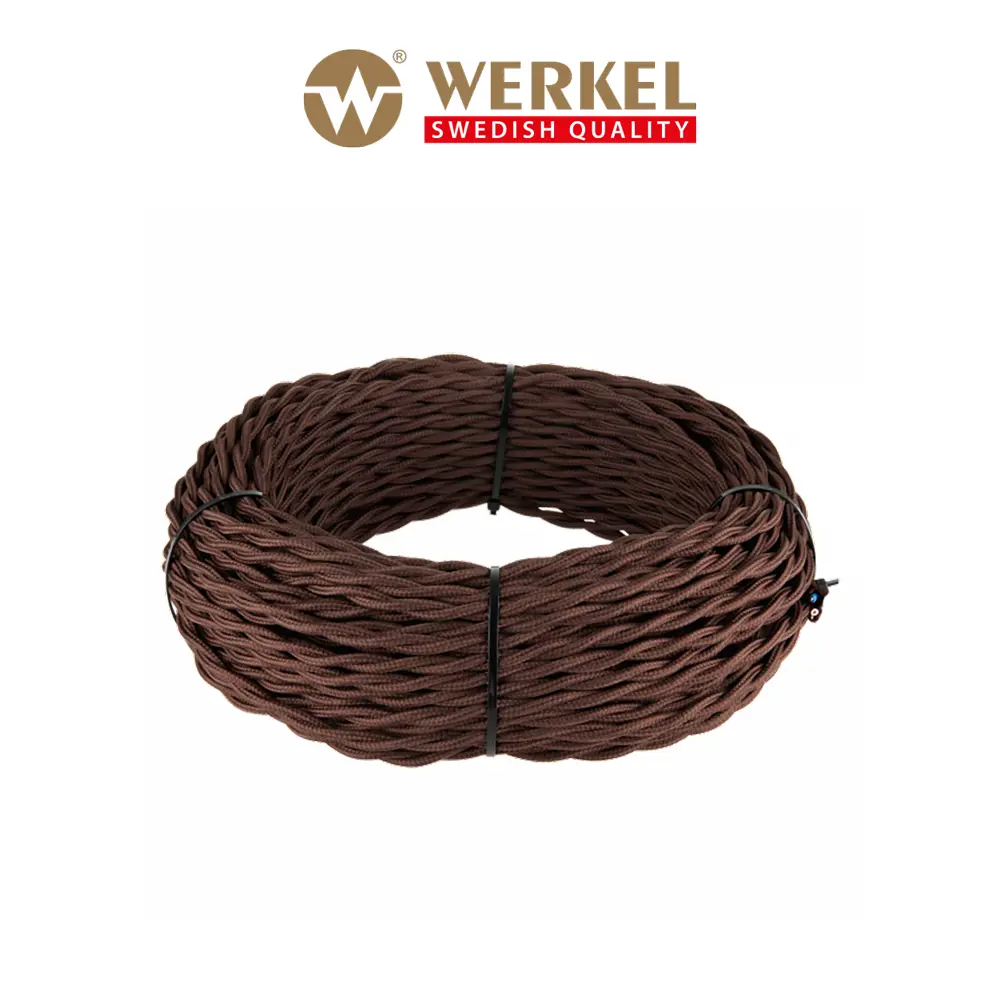 Фото Ретро кабель Werkel W6452614 витой 2x2.5 цвет коричневый 50 м Фото Ретро кабель Werkel W6452614 витой 2x2.5 цвет коричневый 50 м