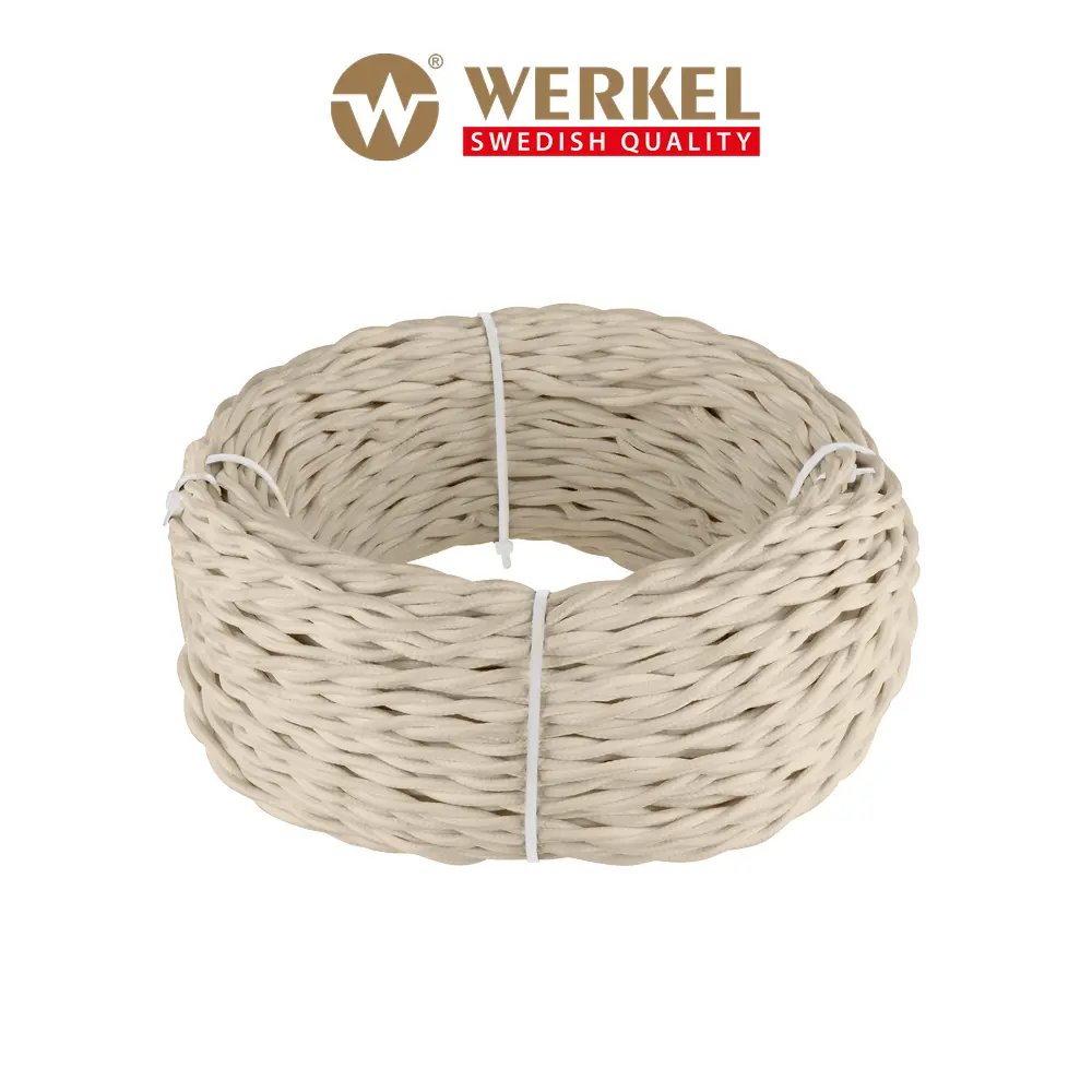 Фото Ретро кабель витой Werkel 2x1.5 20 м цвет песочный Фото Ретро кабель витой Werkel 2x1.5 20 м цвет песочный
