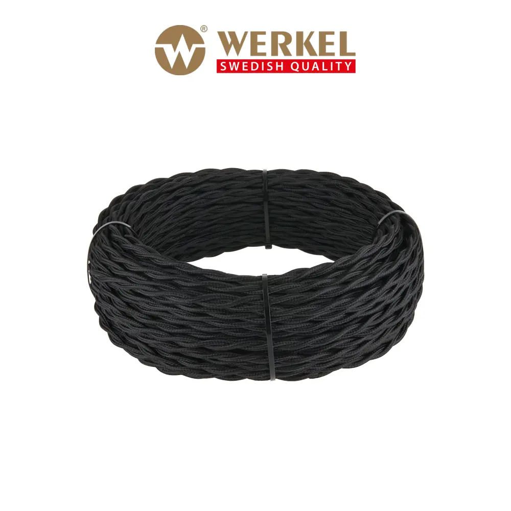 Фото Ретро кабель витой Werkel 2x2.5 20 м цвет черный Фото Ретро кабель витой Werkel 2x2.5 20 м цвет черный