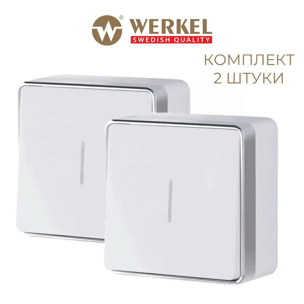 Фото 2 Выключатель накладной Werkel Gallant a068927 1 клавиша с подсветкой цвет белый 2 шт. Фото 2 Выключатель накладной Werkel Gallant a068927 1 клавиша с подсветкой цвет белый 2 шт.