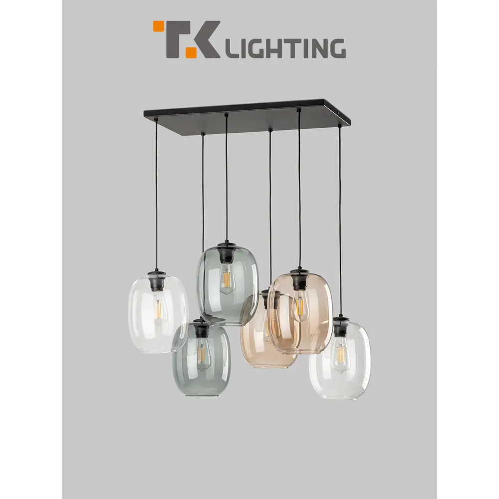 Фото Светильник подвесной Tk lighting Elio A068561 6 ламп 12 м² цвет бежевый/прозрачный/черный/дымчатый Фото Светильник подвесной Tk lighting Elio A068561 6 ламп 12 м² цвет бежевый/прозрачный/черный/дымчатый