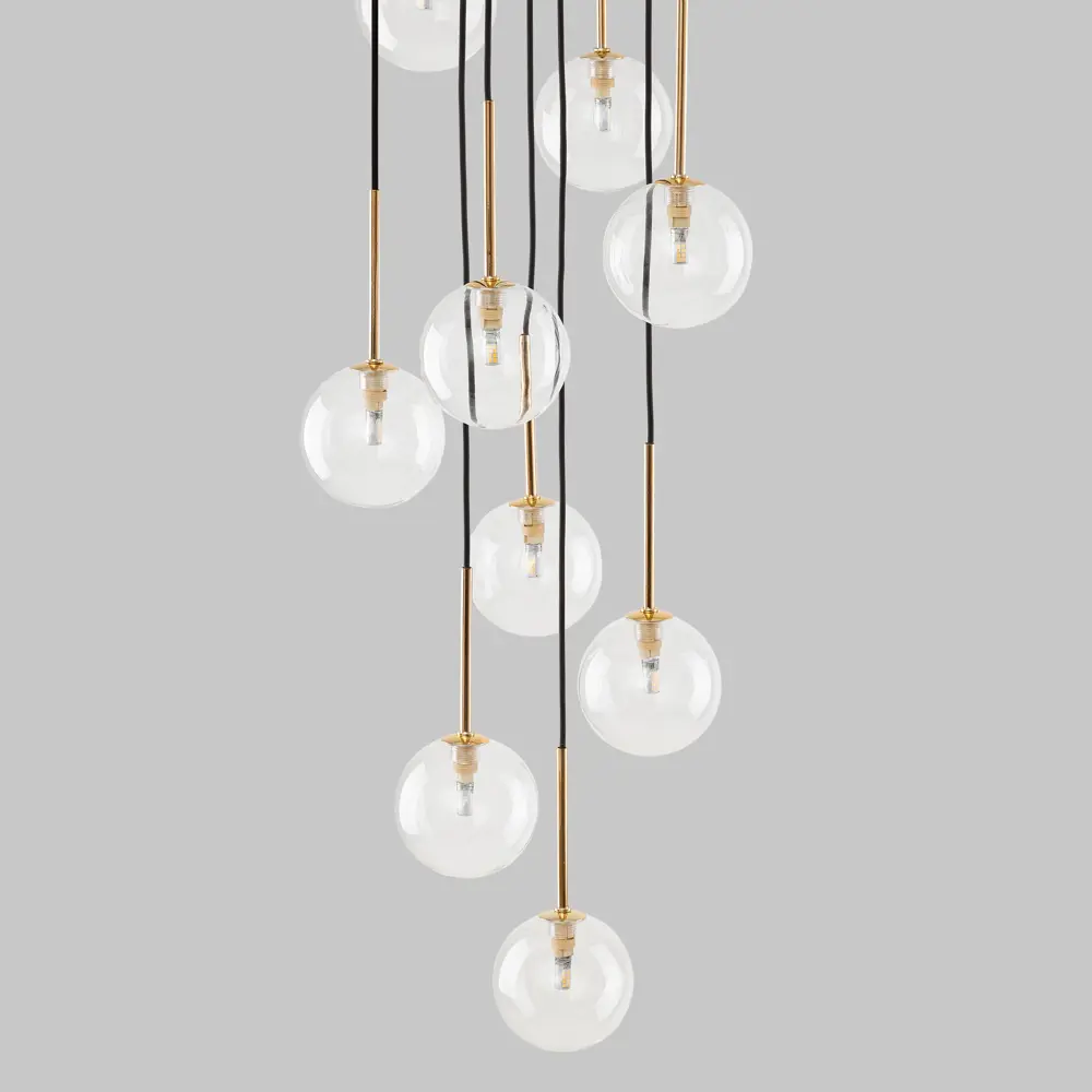 Фото 3 Светильник подвесной Tk lighting Nilos A068679 10 ламп 12 м² цвет золото/прозрачный/черный Фото 3 Светильник подвесной Tk lighting Nilos A068679 10 ламп 12 м² цвет золото/прозрачный/черный