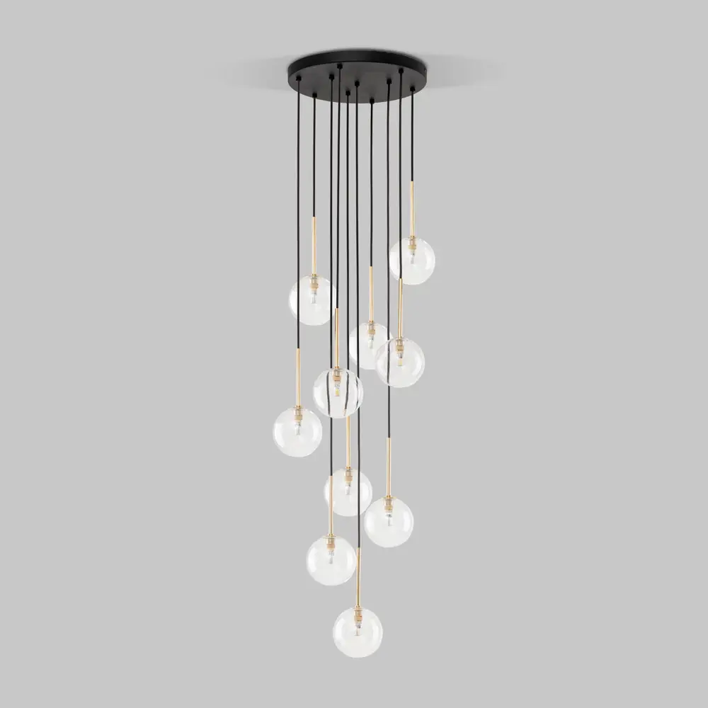 Фото Светильник подвесной Tk lighting Nilos A068679 10 ламп 12 м² цвет золото/прозрачный/черный Фото Светильник подвесной Tk lighting Nilos A068679 10 ламп 12 м² цвет золото/прозрачный/черный