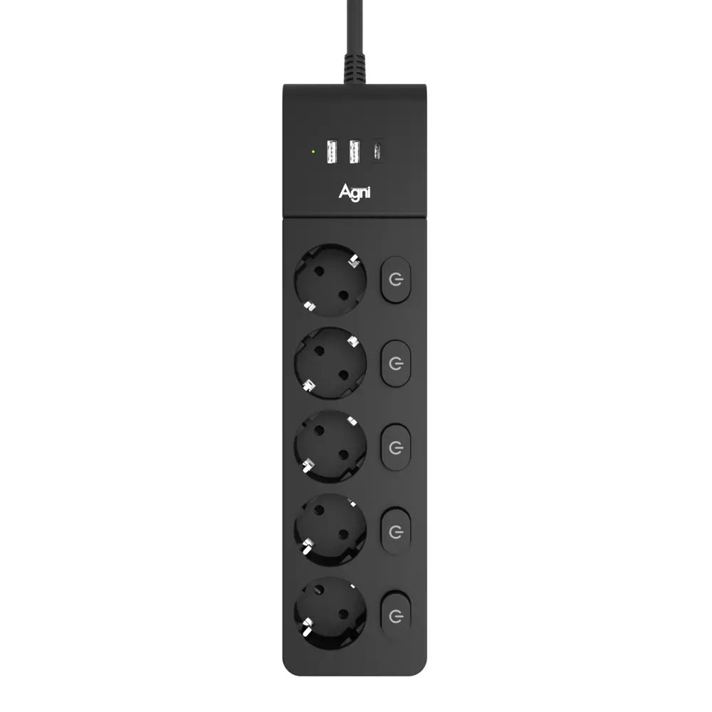 Фото 4 Сетевой фильтр Agni TP-FI3U5E-3m-black 12x1.5 3 м 5 розеток с заземлением 4000 Вт цвет черный Фото 4 Сетевой фильтр Agni TP-FI3U5E-3m-black 12x1.5 3 м 5 розеток с заземлением 4000 Вт цвет черный