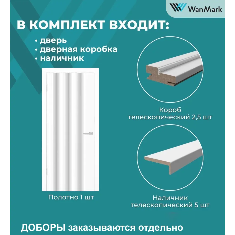 Фото 8 Комплект межкомнатной двери Wanmark Синди-5 глухая 200x90см эмаль цвет белый с коробом и наличниками Фото 8 Комплект межкомнатной двери Wanmark Синди-5 глухая 200x90см эмаль цвет белый с коробом и наличниками
