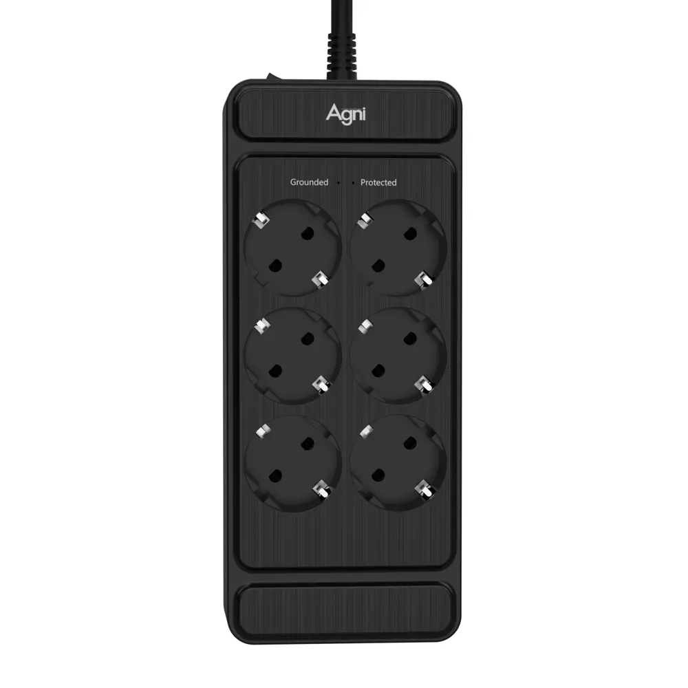 Фото 5 Сетевой фильтр Agni TP-FS6E-2m-black 12x1.5 2 м 6 розеток с заземлением 4000 Вт цвет черный Фото 5 Сетевой фильтр Agni TP-FS6E-2m-black 12x1.5 2 м 6 розеток с заземлением 4000 Вт цвет черный