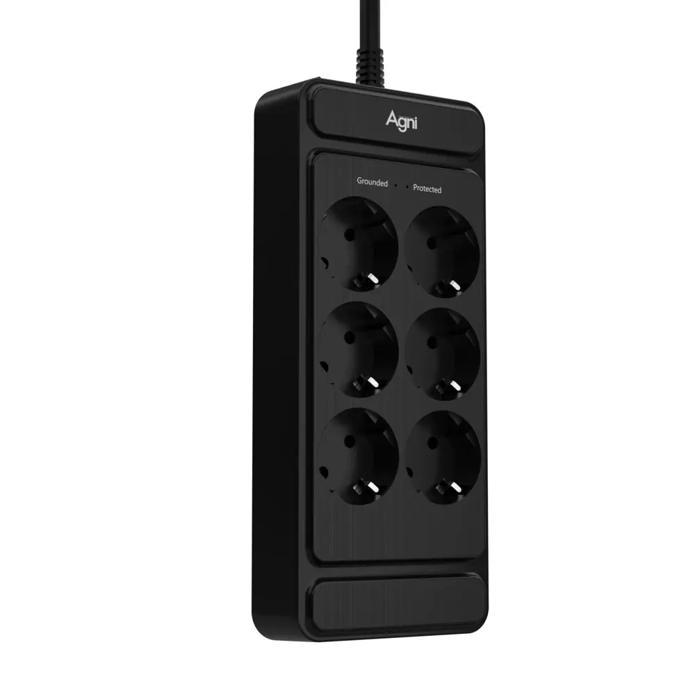 Фото 3 Сетевой фильтр Agni TP-FS6E-2m-black 12x1.5 2 м 6 розеток с заземлением 4000 Вт цвет черный Фото 3 Сетевой фильтр Agni TP-FS6E-2m-black 12x1.5 2 м 6 розеток с заземлением 4000 Вт цвет черный