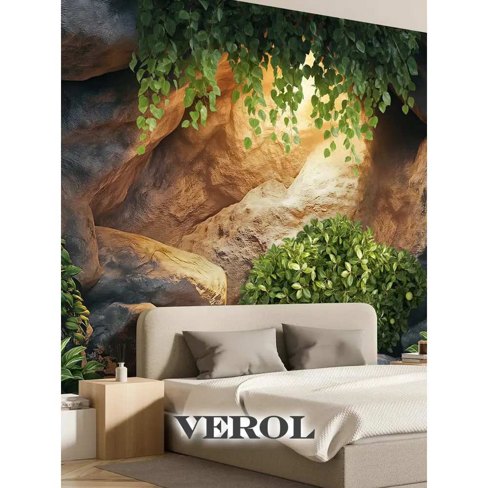 Фото 4 Фотообои 3D флизелиновые Verol Камень и листья 300x283см 8.49м² Фото 4 Фотообои 3D флизелиновые Verol Камень и листья 300x283см 8.49м²