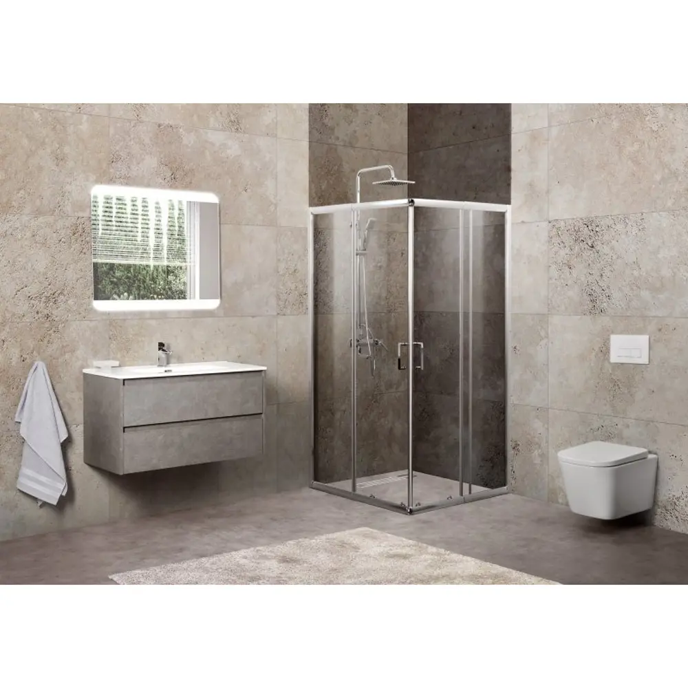 Фото 8 Душевой уголок Belbagno Unique 129268 квадратный 100x100см серебристый блеск профиль эффект стекла рифленый