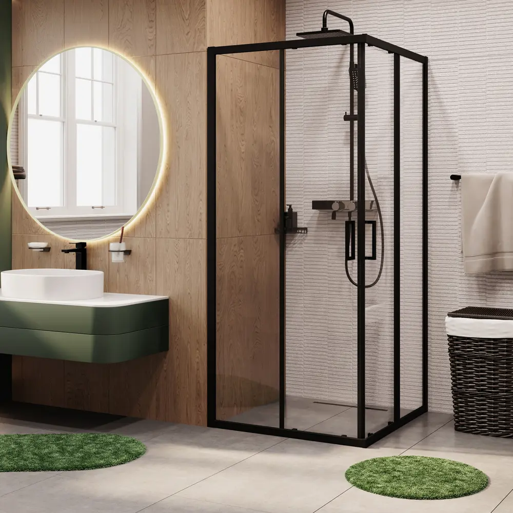 Фото 2 Душевой уголок Wasserkraft Dill 61S 215420 квадратный 90x90см черный профиль эффект стекла прозрачный Фото 2 Душевой уголок Wasserkraft Dill 61S 215420 квадратный 90x90см черный профиль эффект стекла прозрачный