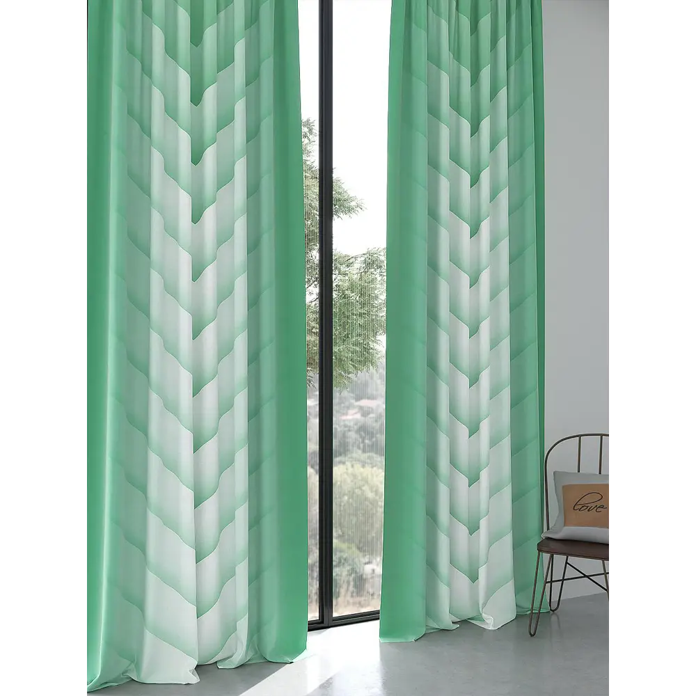 Фото 6 Комплект штор At home Базовая коллекция AT967128 на шторной ленте 270x150 см цвет зеленый Фото 6 Комплект штор At home Базовая коллекция AT967128 на шторной ленте 270x150 см цвет зеленый