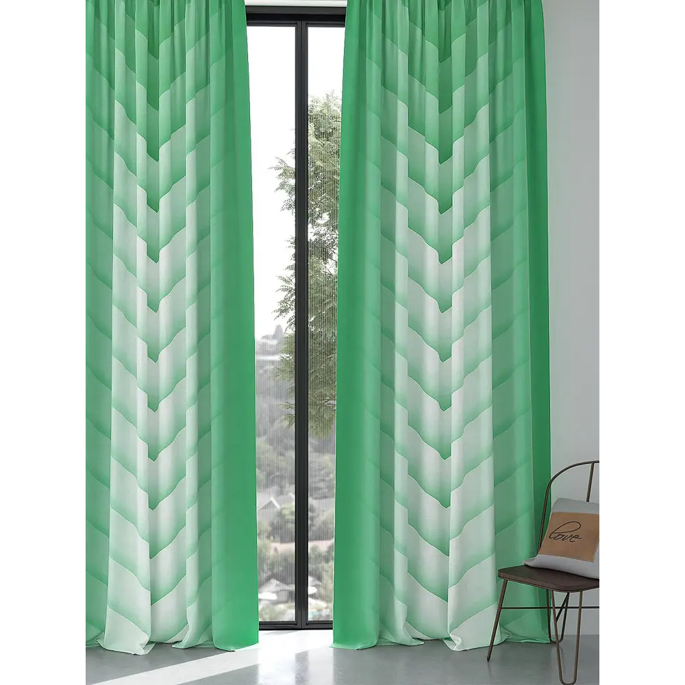 Фото 5 Комплект штор At home Базовая коллекция AT967128 на шторной ленте 270x150 см цвет зеленый Фото 5 Комплект штор At home Базовая коллекция AT967128 на шторной ленте 270x150 см цвет зеленый