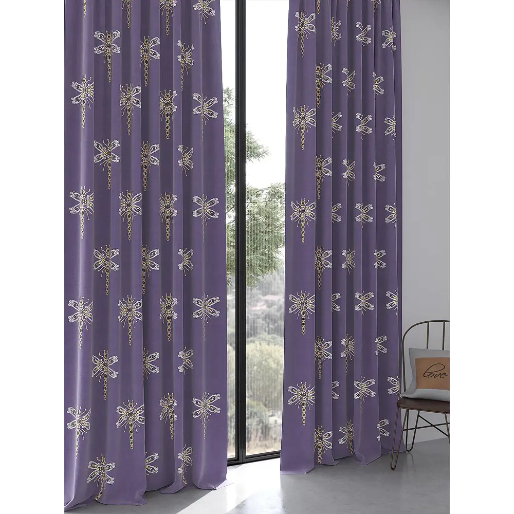 Фото 4 Комплект штор At home Базовая коллекция AT967060 на шторной ленте 270x150 см цвет фиолетовый