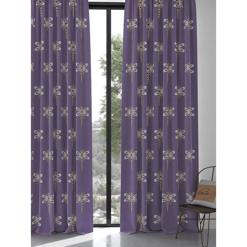 Фото 5 Комплект штор At home Базовая коллекция AT967060 на шторной ленте 270x150 см цвет фиолетовый