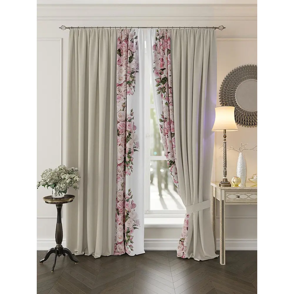 Фото Комплект штор At home Базовая коллекция AT982087 на шторной ленте 280x220 см цвет бежевый Фото Комплект штор At home Базовая коллекция AT982087 на шторной ленте 280x220 см цвет бежевый