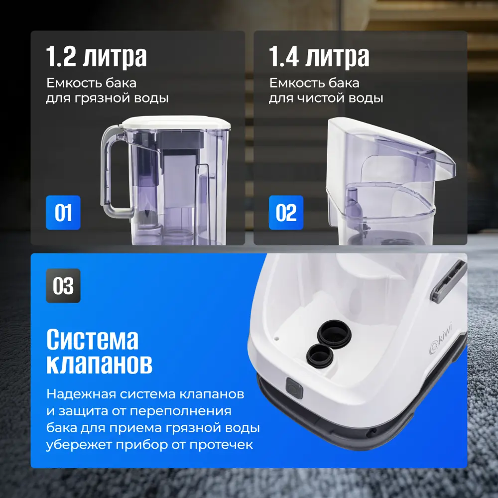 Фото 8 Моющий пылесос KIWI KCC-4320S для химчистки ковров мягкой мебели салона авто мягких игрушек всех видов загрязнений Фото 8 Моющий пылесос KIWI KCC-4320S для химчистки ковров мягкой мебели салона авто мягких игрушек всех видов загрязнений